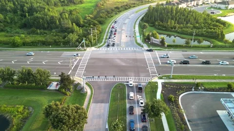 High School Intersection - Static Camera Stock Footage 249396948