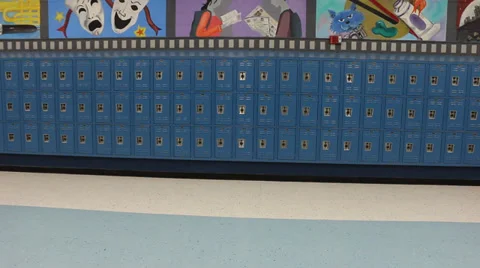 High school lockers, blue Video stock 37210728