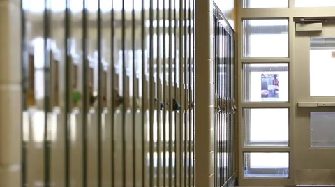 High school lockers racked focus Stock Footage 62944824