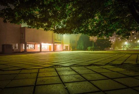 High School Night Square. Stock Photos