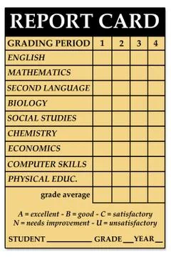 High school report card Illustrazione stock