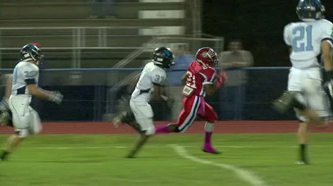 High School Running Back Scores a 52-yd Touchdown Stock Footage