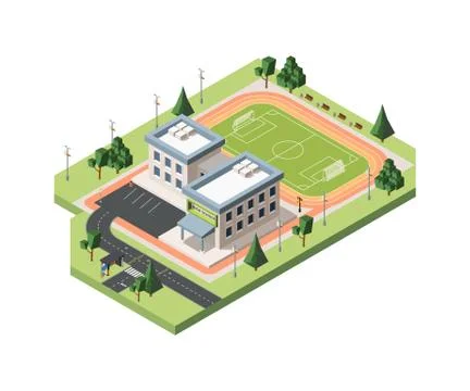 High school soccer field vector isometric illustration Stock-Illustration