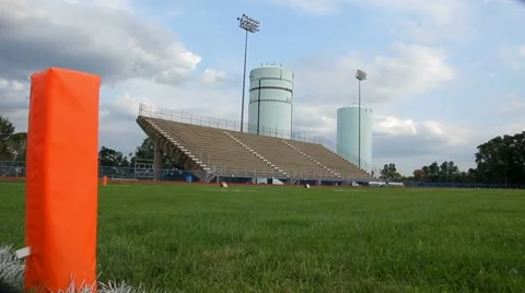 High school Stadium Pylon Dolly Stock Footage 8766573