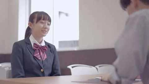 High School Student Interview Scene Stockbeeldmateriaal 332750060