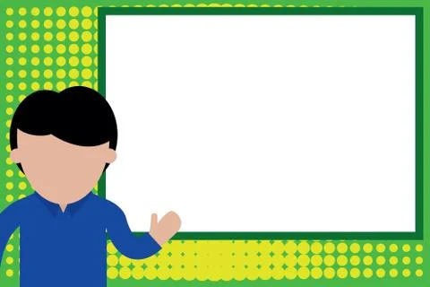 High School Student making presentation. Young man pointing whiteboard. Casual Stock Illustration