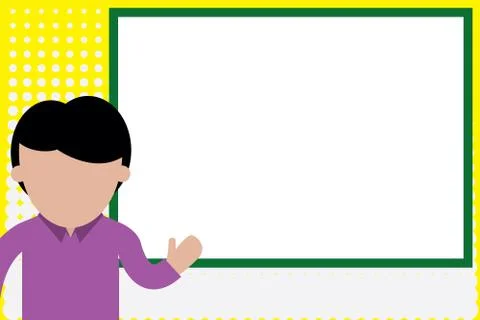 High School Student making presentation. Young man pointing whiteboard. Casual Stock Illustration