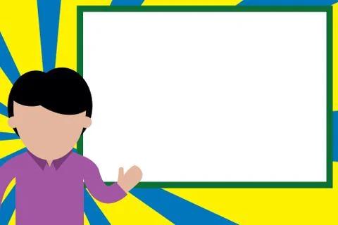 High School Student making presentation. Young man pointing whiteboard. Casual Stock Illustration