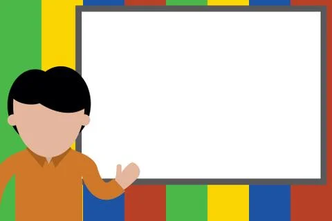 High School Student making presentation. Young man pointing whiteboard. Casual Stock Illustration