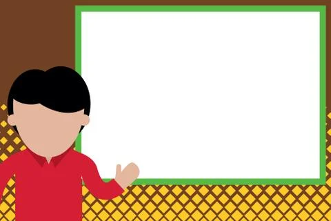 High School Student making presentation. Young man pointing whiteboard. Casual Stock Illustration