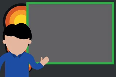 High School Student making presentation. Young man pointing whiteboard. Casual Stock Illustration