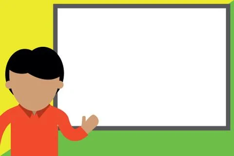 High School Student making presentation. Young man pointing whiteboard. Casual Stock Illustration