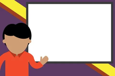 High School Student making presentation. Young man pointing whiteboard. Casual Stock Illustration