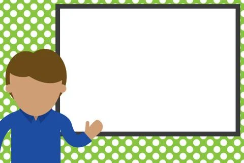 High School Student making presentation. Young man pointing whiteboard. Casual Stock Illustration