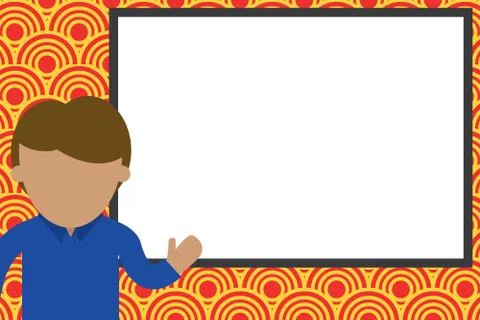 High School Student making presentation. Young man pointing whiteboard. Casual Stock Illustration
