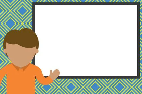 High School Student making presentation. Young man pointing whiteboard. Casual Stock Illustration