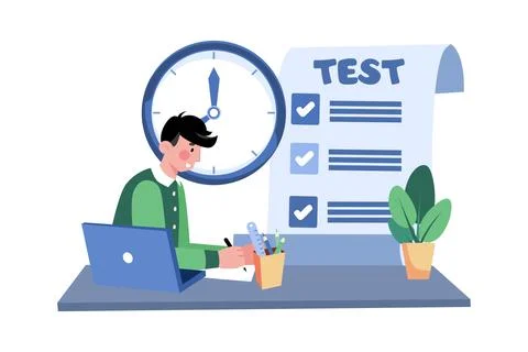 A High School Student Prepares For A Standardized Test Stock Illustration