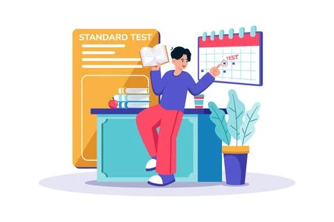 A high school student prepares for a standardized test. Stock Illustration