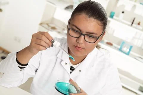 High School student. Student working at laboratory class Stock Photos