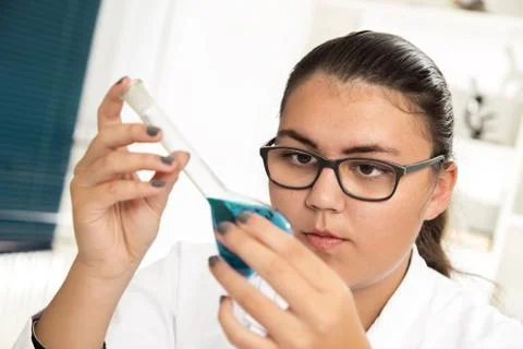 High School student. Student working at laboratory class Stock Photos