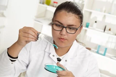 High School student. Student working at laboratory class Stock Photos