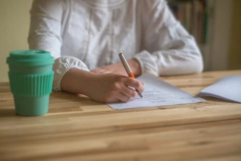 A High School Student Studies for an Exam at Home Stock Photos