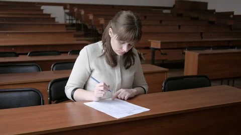 High school student taking a test in classroom Stock Footage 72919895