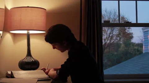 High School Student Working on Homework Vidéo 32496531