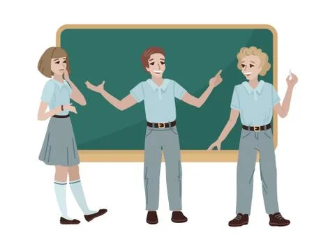 High school students answering at school board. Vector illustration Stock-Illustration