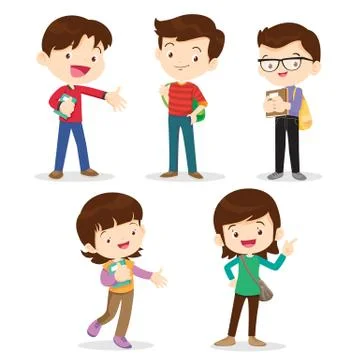High school students boy and girl Stock Illustration