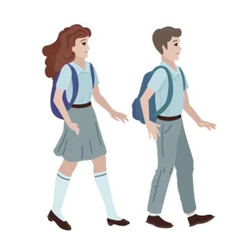 High school students go to school. Vector illustration Stock Illustration