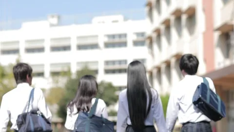 High school students going to school Stock Footage 161855512