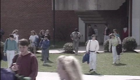 High School Students  leaving school - 1990 archival footage Видео 106104638