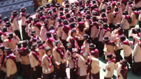 High school students line up in the school yard. High school student Stock Footage 230112622