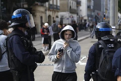 High school students protest over education conditions in Montpellier, France -  Stock Photos