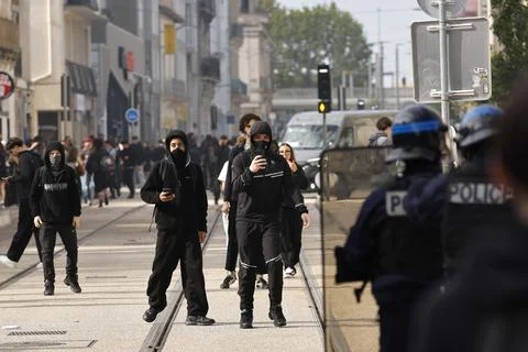 High school students protest over education conditions in Montpellier, France -  Stock Photos