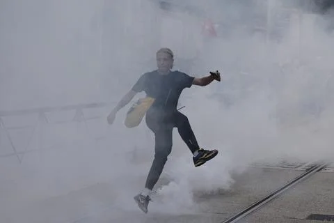 High school students protest over education conditions in Montpellier, France -  Stock Photos