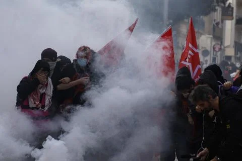 High school students protest over education conditions in Montpellier, France -  Stock Photos