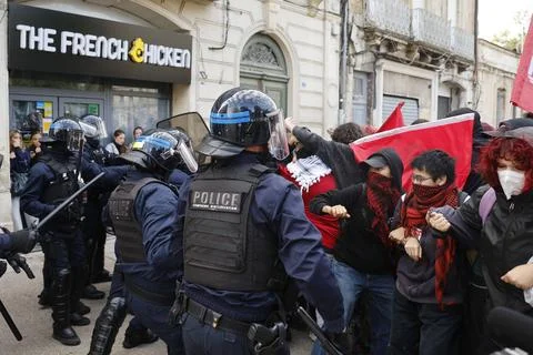 High school students protest over education conditions in Montpellier, France -  Stock Photos