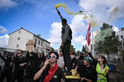 High school students protest in Saint Denis near Paris, France - 01 Oct 2026 Stock Photos