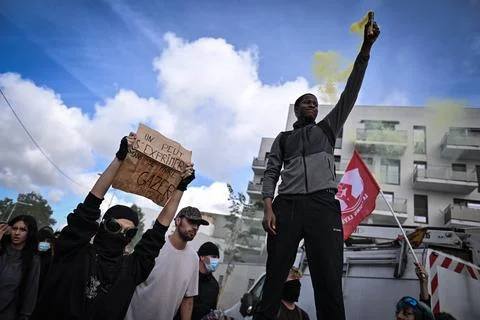 High school students protest in Saint Denis near Paris, France - 01 Oct 2026 Stock Photos