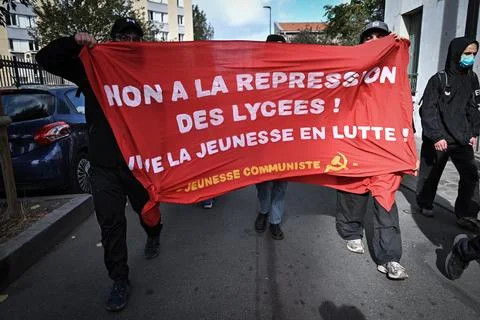 High school students protest in Saint Denis near Paris, France - 01 Oct 2026 Stock Photos
