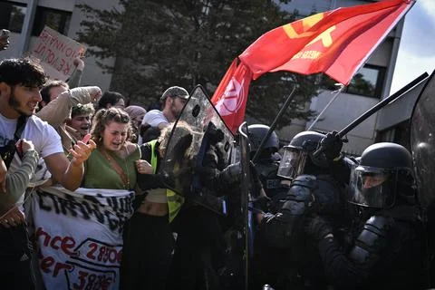 High school students protest in Saint Denis near Paris, France - 01 Oct 2026 Stock Photos