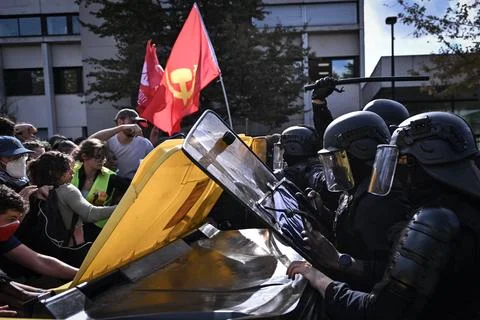 High school students protest in Saint Denis near Paris, France - 01 Oct 2026 Stock Photos