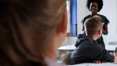 High School Students Responding To Female Teacher Asking Them Question In Class Stock Footage