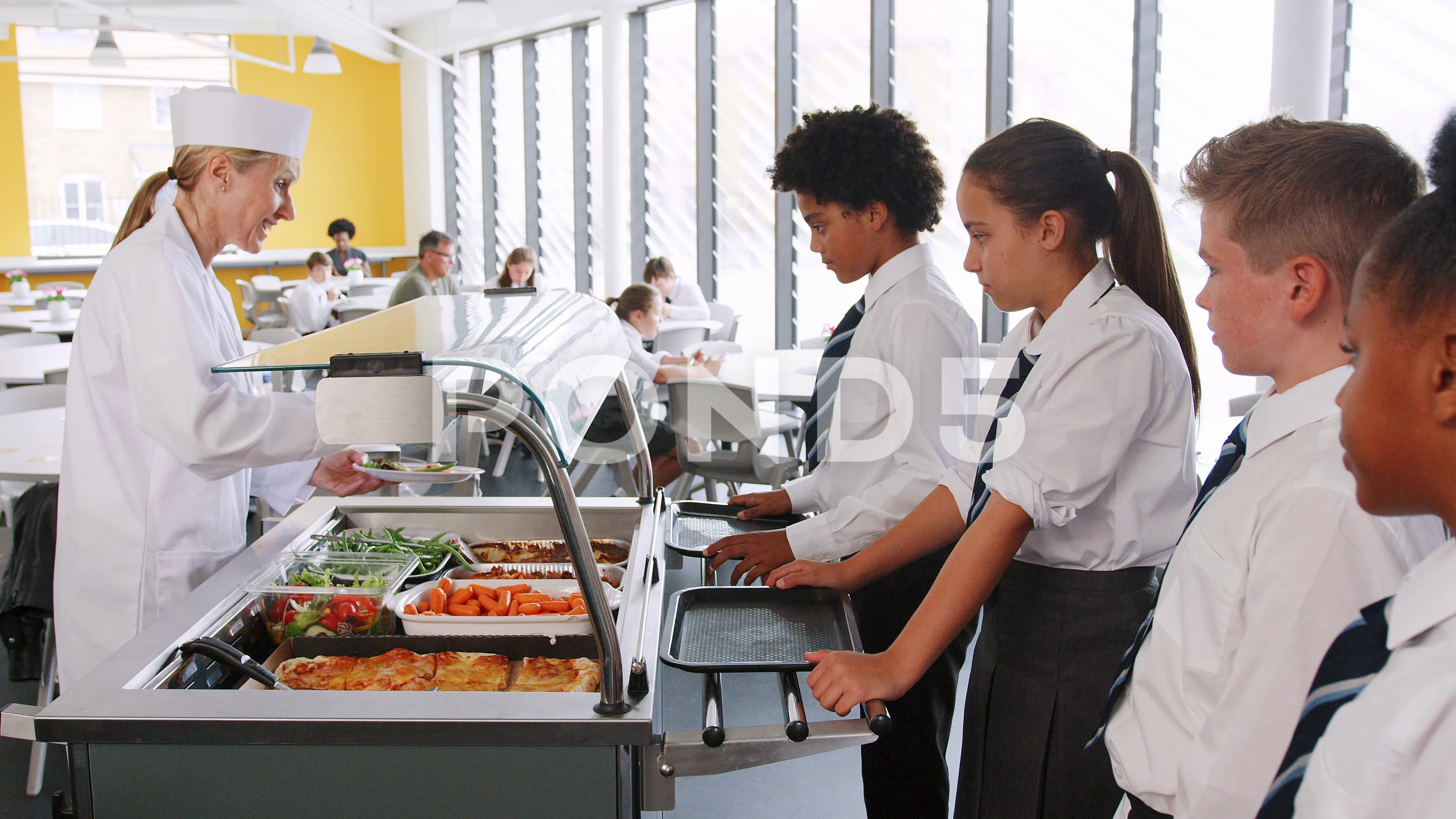 School dinner. Canteen worker. School Canteen. Public Canteen. Canteen queues.