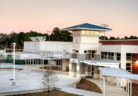 High School at Sunset Stock Photos