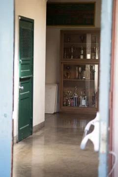 High School Trophy Case Stock Photos