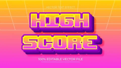 High Score futuristic editable pixel movie game style text effect Stockillustratie