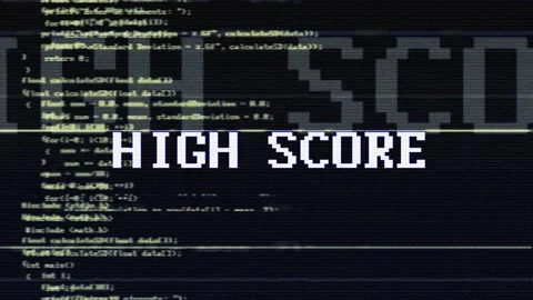 HIGH SCORE Glitch Text Animation, Rendering, Background, with Alpha Channel Stock Footage 136201246